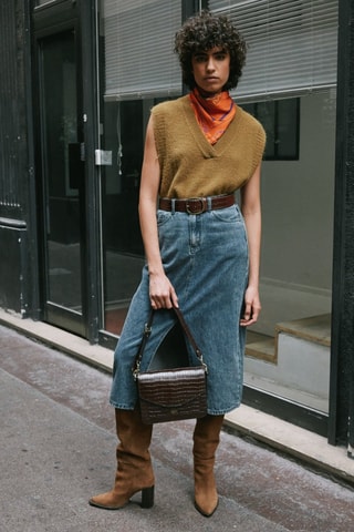 Borsa a spalla in pelle Riley - Marrone scuro