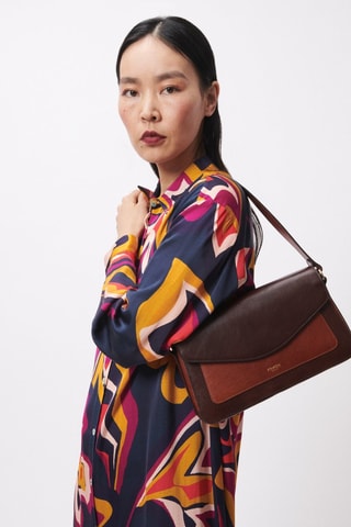 Borsa a spalla in pelle Fenely - Marrone scuro