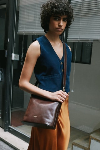 Borsa a tracolla in pelle Raina - Marrone