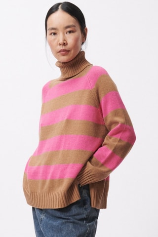 Maglia in lana e cashmere Aggie - Cammello e rosa