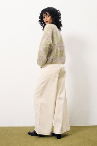 Maglia in mohair e lana Patsy - Verde chiaro e rosa chiaro