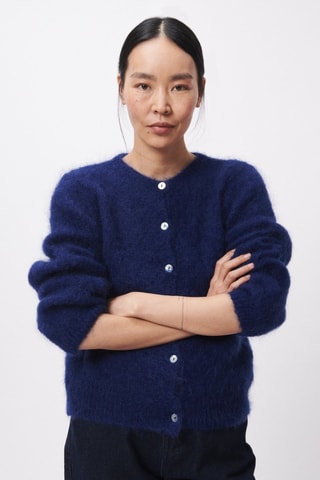 Cardigan in mohair e lana Calixta - Navy