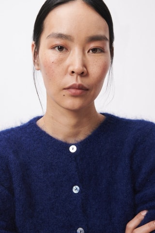 Cardigan in mohair e lana Calixta - Navy