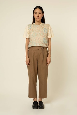 Pantaloni 7/8 a vita alta Badiallo - Cammello