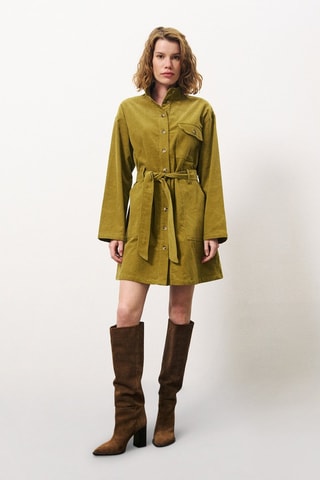 Abito a camicia in velluto Cloelia - Verde oliva