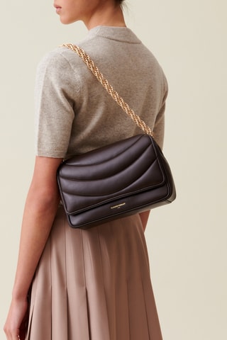 Sac porté épaule en cuir - Marron foncé