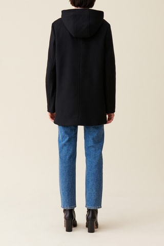 Manteau à capuche en laine - Noir