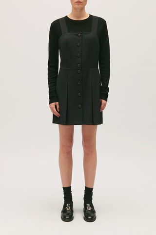 Robe-salopette en laine - Noir