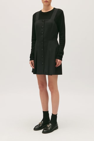 Robe-salopette en laine - Noir