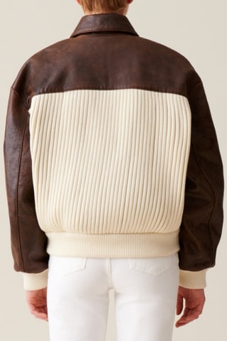 Veste en cuir - Ecru