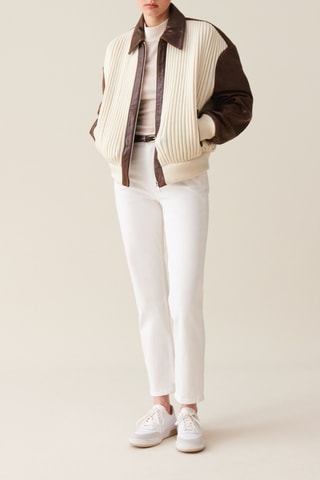 Veste en cuir - Ecru