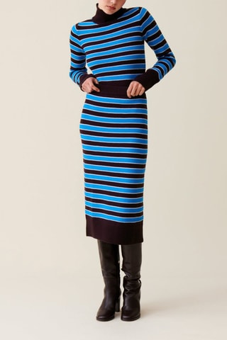 Rechte Wollen Rok - Blauw