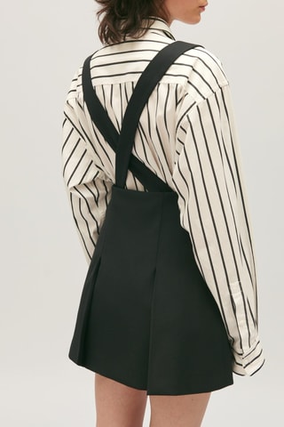 Jupe plissée en laine taille haute - Noir