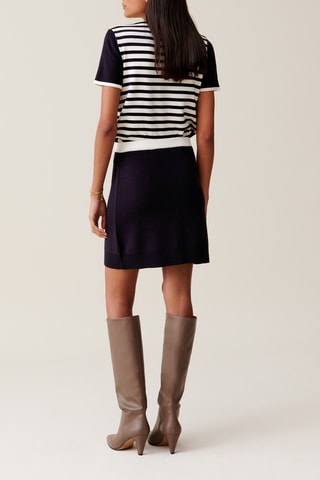 Rechte Wollen Rok - Marineblauw