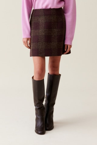 Wollen en Zijden Rechte Rok - Bruin