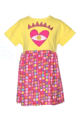 Robe trompe-l’œil - Jaune et fuchsia