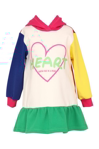 Robe sweat à capuche - Blanc et vert clair