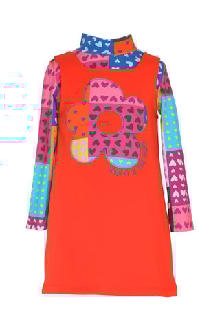 Robe trompe l’œil - Orange et bleu