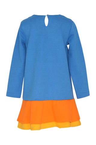 Robe volantée - Bleu cobalt et orange