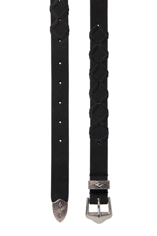 Ceinture en cuir - Noir et argenté