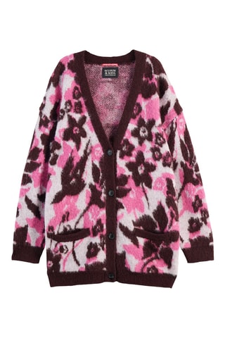 Gilet long en laine et mohair - Rose