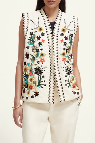 Gilet sans manches en coton biologique et lin - Ecru