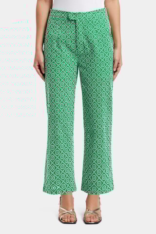Pantalon straight en broderie anglaise - Vert clair