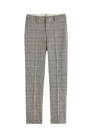 Pantalon slim taille haute en lin - Beige