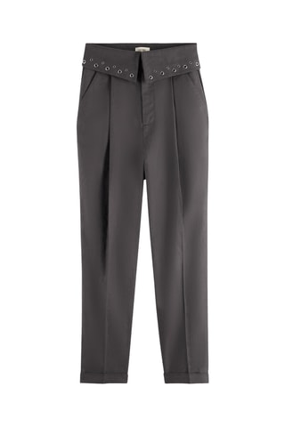 Pantalon en lin taille haute - Gris