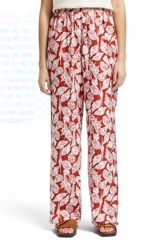 Pantalon ample - Rouge brique et écru