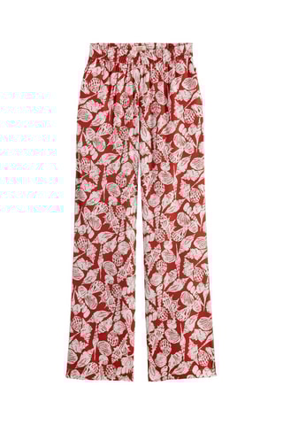 Pantalon ample - Rouge brique et écru