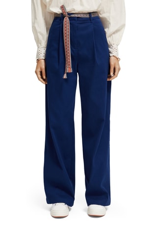 Pantalon wide legs taille haute - Bleu marine