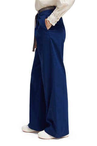 Pantalon wide legs taille haute - Bleu marine