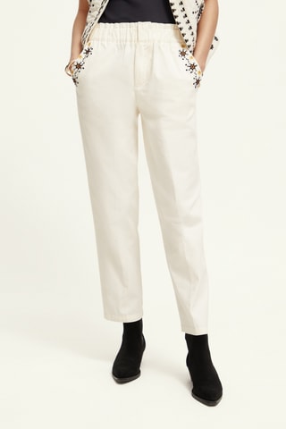 Pantalon en coton biologique taille haute - Beige