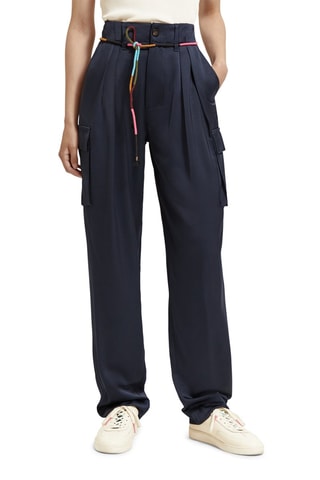Pantalon cargo taille haute - Bleu marine
