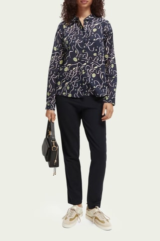 Pantalon slim taille haute - Bleu nuit