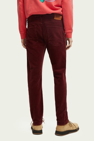 Pantalon regular slim en coton biologique et velours - Bordeaux