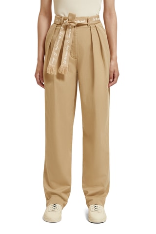 Pantalon carotte taille haute - Beige