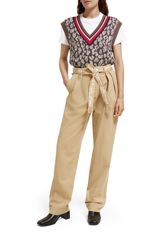 Pantalon carotte taille haute - Beige
