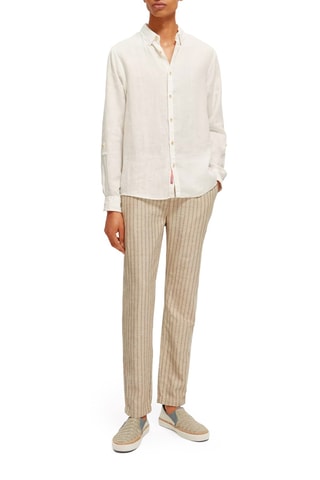 Pantalon casual en coton biologique et lin - Beige