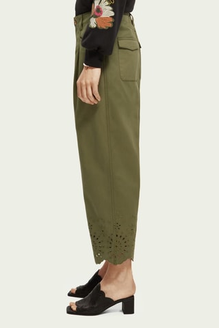 Pantalon straight taille haute en coton biologique - Vert olive