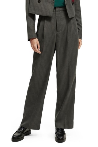 Pantalon wide legs taille haute - Gris chiné