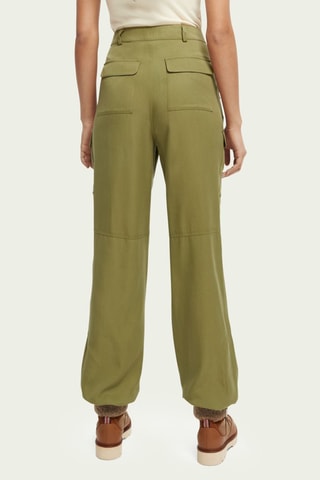 Pantalon cargo straight taille haute - Vert olive