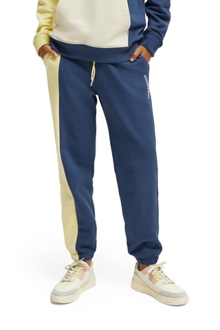 Jogging en coton biologique - Bleu marine et beige