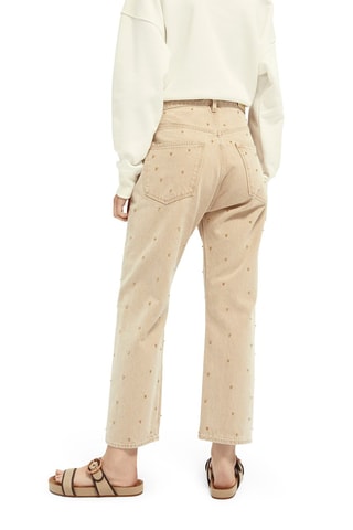 Jean en coton biologique taille haute - Ivoire