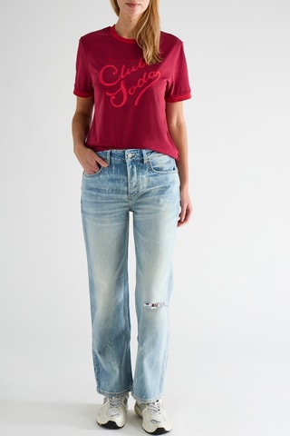 Jean straight taille haute - Bleu