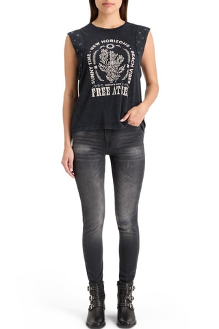 Jean skinny taille haute - Gris
