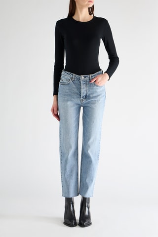 Jean taille haute droit - Ciel