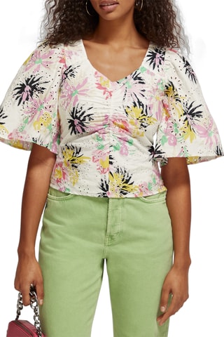 Blouse en broderie anglaise en coton biologique - Blanc