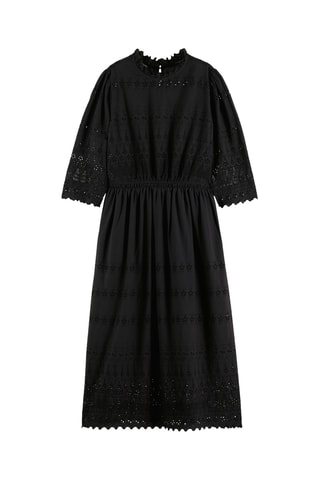 Robe midi en broderie anglaise en coton biologique - Noir